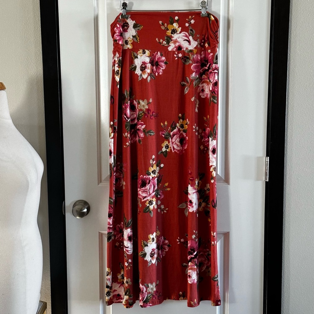 Autumn Pumpkin Floral Maxi Skirt – MOA USA (2XL, NWT)